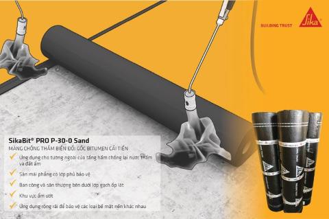 MÀNG KHÒ CHỐNG THẤM GỐC BITUMEN CẢI TIẾN SIKABIT PRO P-30-0 SAND