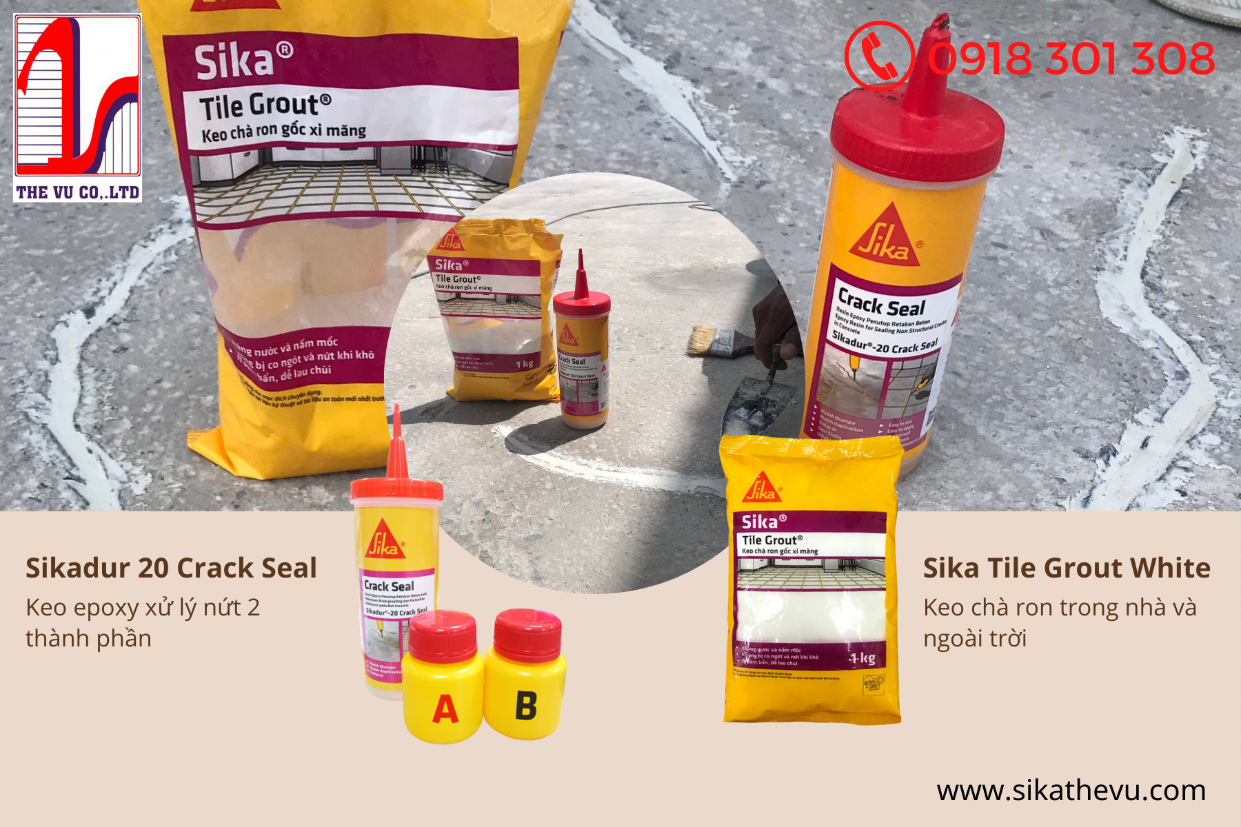 Hướng dẫn xử lý vết nứt sàn bê tông bằng Sikadur 20 Crack Seal - Sika Thế Vũ 0918 301 308
